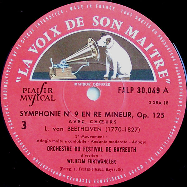 Ludwig Van Beethoven - 9e Symphonie - II - 3e Et 4e Mouvements (Vinyl, LP, Mono) Very Good Plus (VG+) / Very Good (VG)