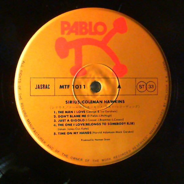 Coleman Hawkins - Sirius (Vinyl, LP, Album, Stereo) Very Good Plus (VG+) / Very Good Plus (VG+)
