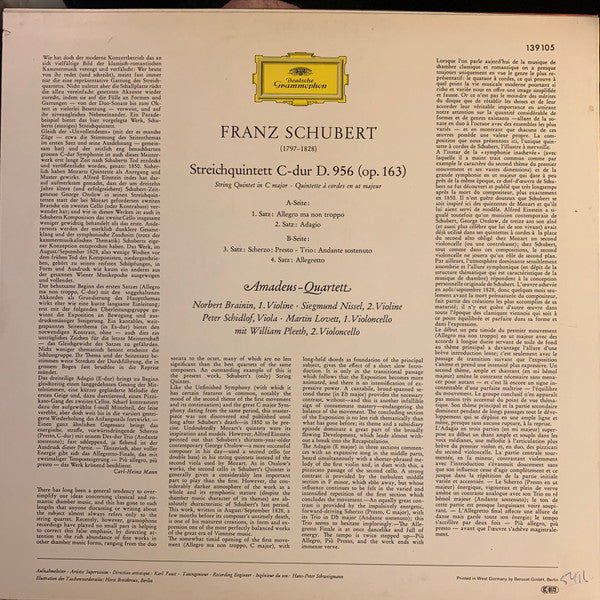 Franz Schubert - Streichquintett C-dur (Vinyl, LP, Stereo) Very Good Plus (VG+) / Very Good (VG)