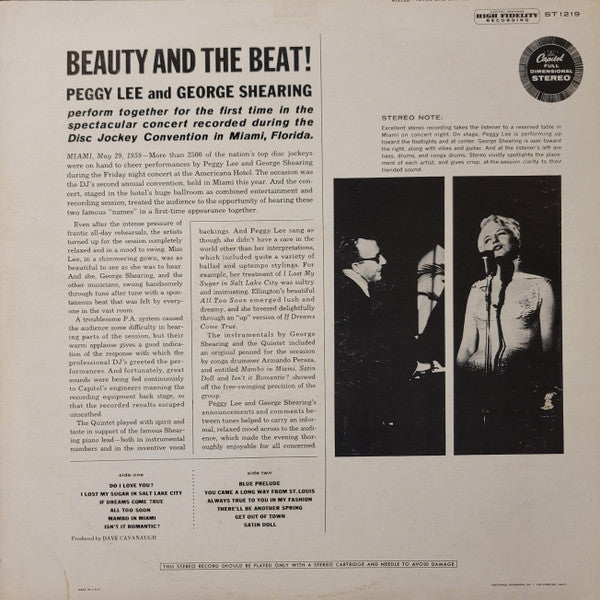 Peggy Lee - Beauty And The Beat! (Vinyl, LP, Album, Stereo) Very Good Plus (VG+) / Very Good (VG)
