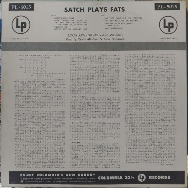 Louis Armstrong And His All-Stars - Satch Plays Fats: A Tribute To The Immortal Fats Waller By Louis Armstrong And His All-Stars (Vinyl, LP, Album, Mono) Very Good Plus (VG+) / Very Good (VG)