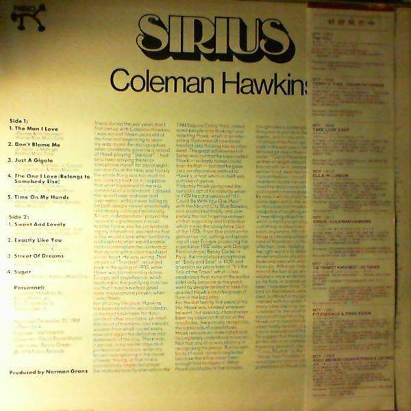 Coleman Hawkins - Sirius (Vinyl, LP, Album, Stereo) Very Good Plus (VG+) / Very Good Plus (VG+)