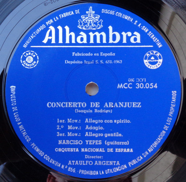 Joaquín Rodrigo - Concierto de Aranjuez / Noches En Los Jardines de España (Vinyl, LP, Album, Reissue, Mono) Good Plus (G+) / Very Good Plus (VG+)