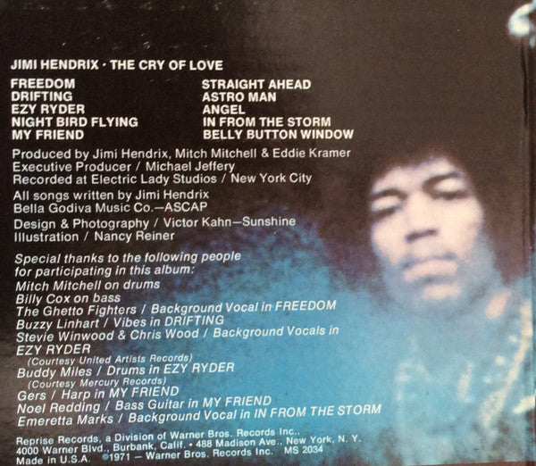 Jimi Hendrix - The Cry Of Love (Vinyl, LP, Album, Reissue, Stereo) Very Good Plus (VG+) / Very Good Plus (VG+)