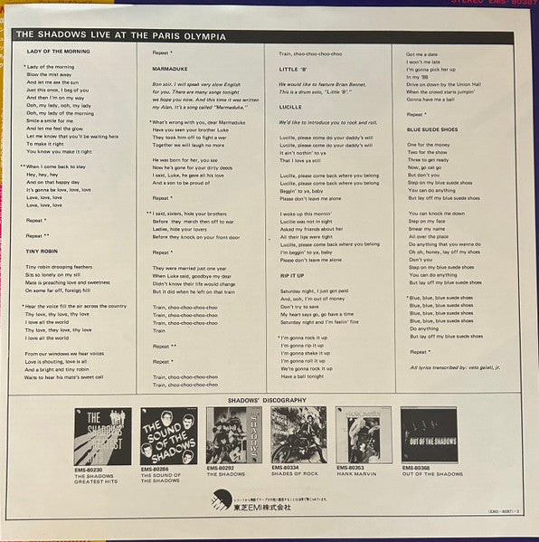 The Shadows - Live At The Paris Olympia (Vinyl, LP, Album) Very Good Plus (VG+) / Very Good (VG)