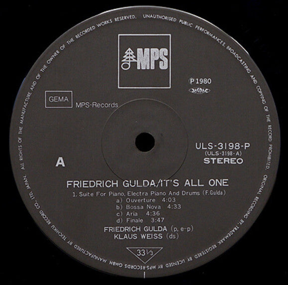 Friedrich Gulda - It's All One (Vinyl, LP, Album) Very Good Plus (VG+) / Very Good Plus (VG+)