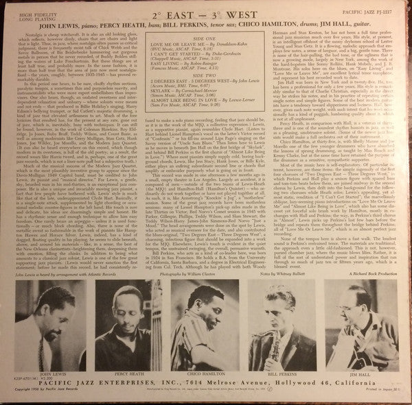 John Lewis (2) - Grand Encounter: 2 Degrees East - 3 Degrees West (Vinyl, LP, Album, Reissue, Mono) Very Good Plus (VG+) / Very Good Plus (VG+)