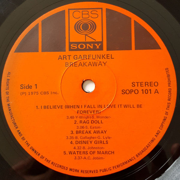 Art Garfunkel - Breakaway (Vinyl, LP, Album) Very Good (VG) / Very Good Plus (VG+)