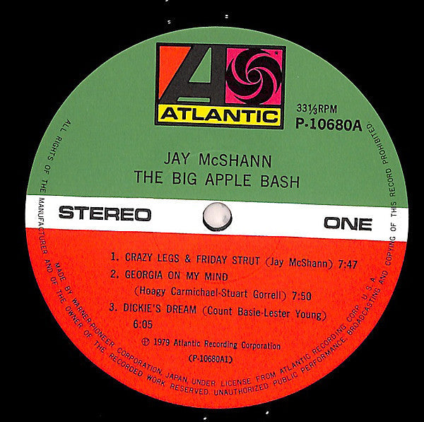 Jay McShann - The Big Apple Bash (Vinyl, LP, Album) Very Good (VG) / Very Good Plus (VG+)