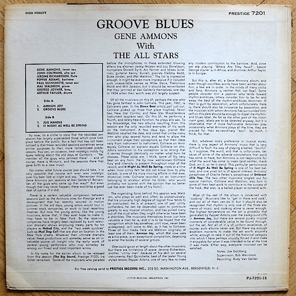 Gene Ammons' All Stars - Groove Blues (Vinyl, LP, Album, Reissue, M...
