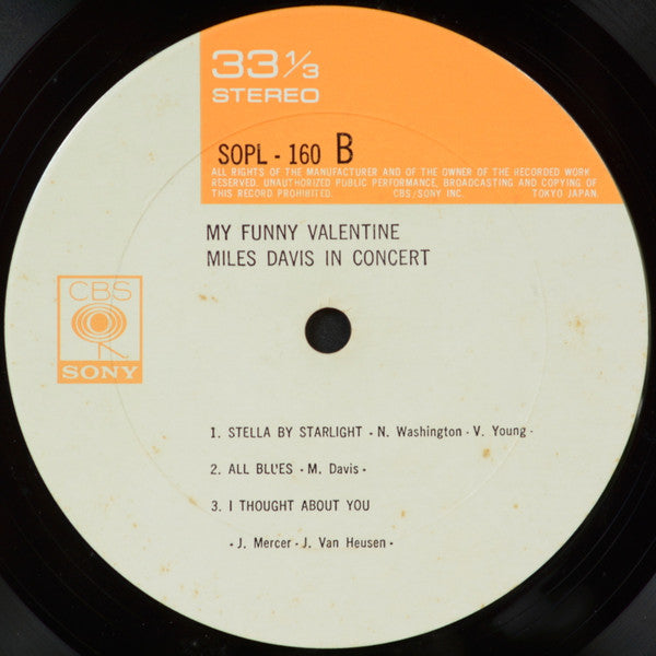 Miles Davis - My Funny Valentine - Miles Davis In Concert (Vinyl, LP, Album, Reissue, Stereo) Very Good Plus (VG+) / Very Good (VG)