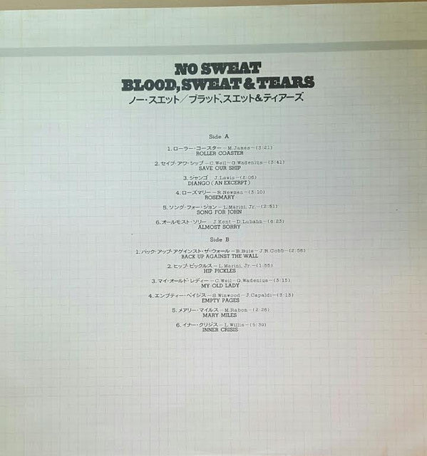 Blood, Sweat And Tears - No Sweat (Vinyl, LP, Album) Very Good (VG) / Good Plus (G+)