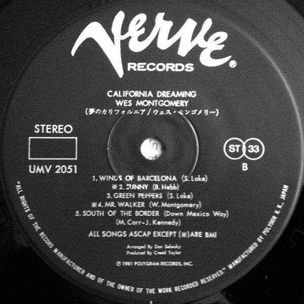 Wes Montgomery - California Dreaming (Vinyl, LP, Album, Stereo, Reissue) Near Mint (NM or M-) / Very Good (VG)