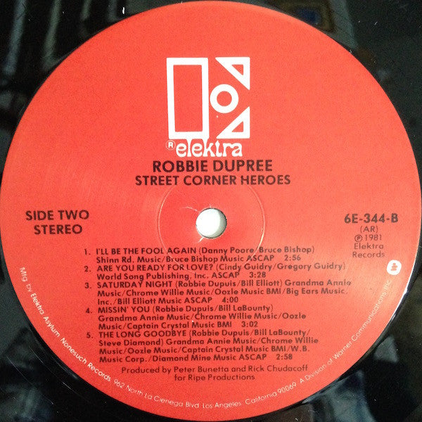Robbie Dupree - Street Corner Heroes (Vinyl, LP, Album, Stereo) Good Plus (G+) / Very Good (VG)