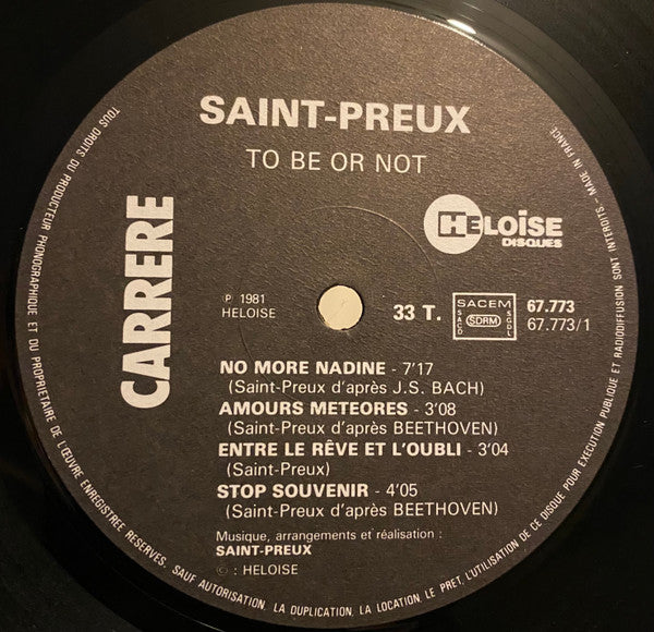 Saint-Preux - To Be Or Not (Vinyl, LP, Album) Very Good Plus (VG+) / Good Plus (G+)