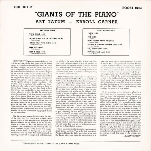 Art Tatum - Giants Of The Piano (Vinyl, LP, Album, Limited Edition, Reissue, Mono) Very Good Plus (VG+) / Very Good Plus (VG+)