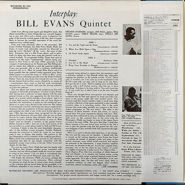 Bill Evans Quintet - Interplay (Vinyl, LP, Album, Reissue, Stereo) Very Good Plus (VG+) / Very Good Plus (VG+)
