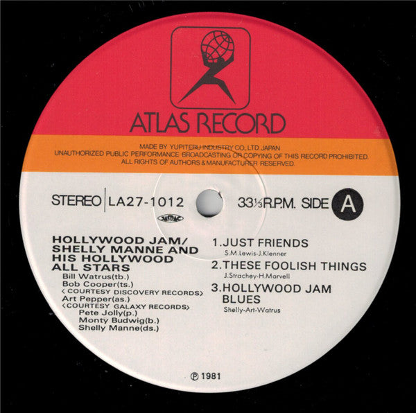 Shelly Manne & His Hollywood All Stars - Hollywood Jam (Vinyl, LP, Album) Very Good Plus (VG+) / Near Mint (NM or M-)