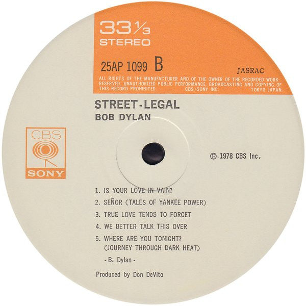 Bob Dylan - Street-Legal (Vinyl, LP, Album) Good Plus (G+) / Good Plus (G+)