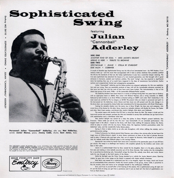 Cannonball Adderley - Sophisticated Swing (Vinyl, LP, Album, Reissue)