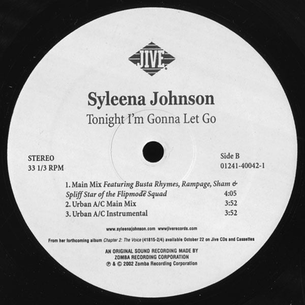Syleena Johnson - Tonight I'm Gonna Let Go (Vinyl, 12", 33 ⅓ RPM, Single) Very Good (VG) / Very Good Plus (VG+)