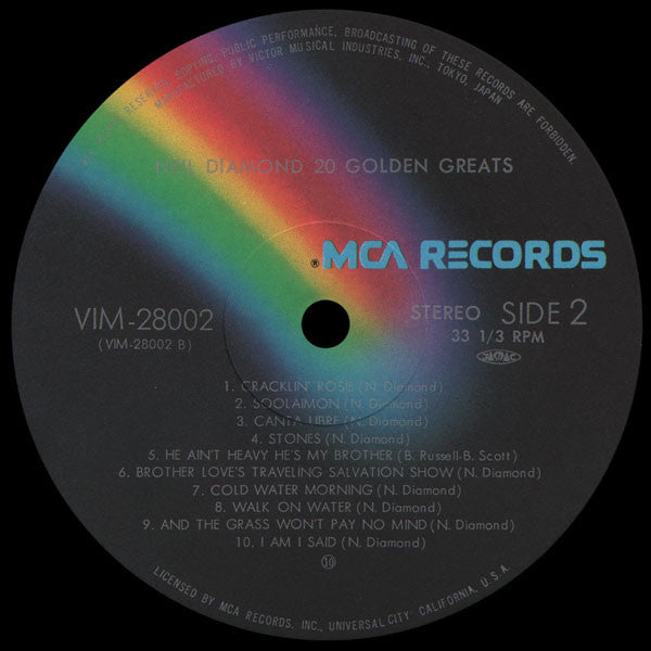 Neil Diamond - 20 Golden Greats (Vinyl, LP, Compilation, Stereo) Very Good (VG) / Very Good Plus (VG+)