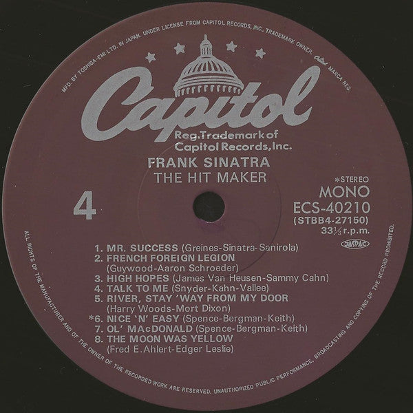 Frank Sinatra - The Hit Maker (2xVinyl, LP, Compilation, Mono) Very Good Plus (VG+) / Very Good (VG)