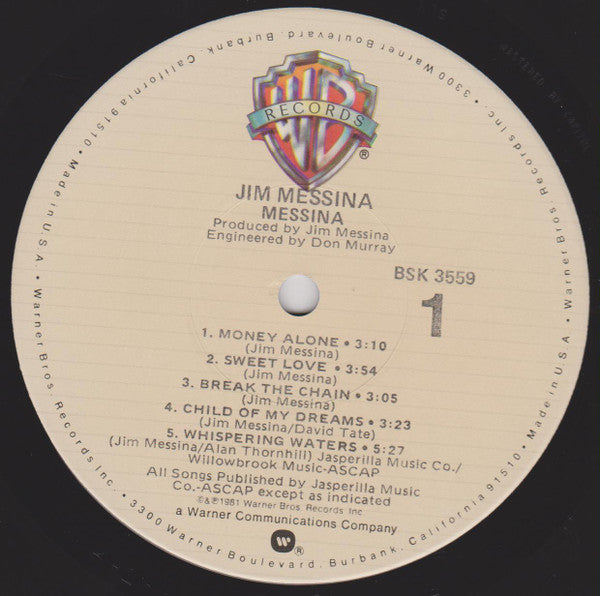 Jim Messina - Messina (Vinyl, LP, Album) Very Good (VG) / Very Good Plus (VG+)