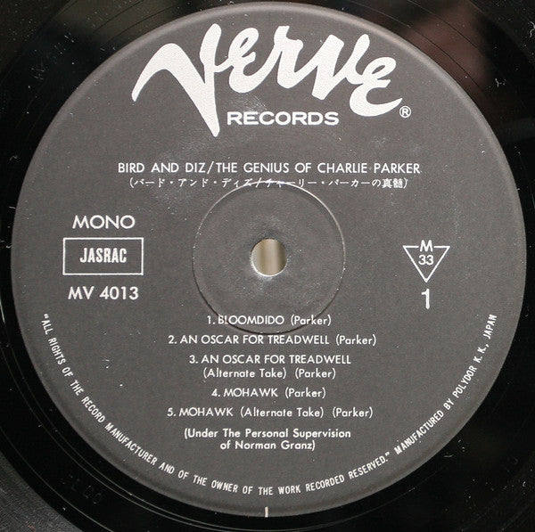 Charlie Parker - Bird And Diz (Vinyl, LP, Album, Reissue, Mono)