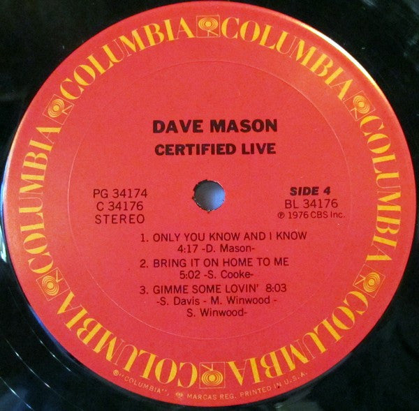 Dave Mason - Certified Live (Vinyl, LP, Album)