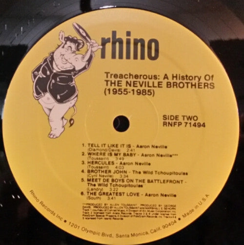 The Neville Brothers - Treacherous: A History Of The Neville Brothers (1955 -1985) (2xVinyl, LP, Compilation) Good Plus (G+) / Very Good (VG)