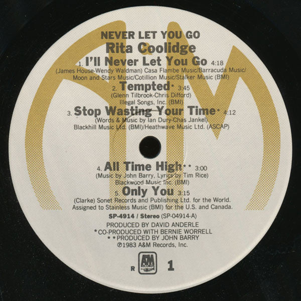 Rita Coolidge - Never Let You Go (Vinyl, LP, Album) Very Good Plus (VG+) / Very Good Plus (VG+)