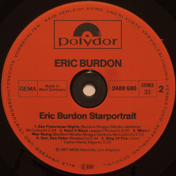 Eric Burdon - Starportrait (2xVinyl, Box Set, LP, Compilation, Reissue) Very Good Plus (VG+) / Good Plus (G+)