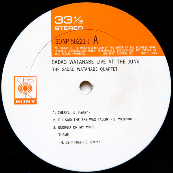Sadao Watanabe - Live At The Junk (Vinyl, LP, Album) Very Good Plus (VG+) / Good Plus (G+)