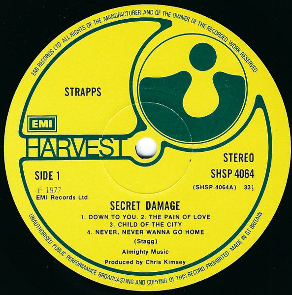 Strapps - Secret Damage (Vinyl, LP, Album) Very Good Plus (VG+) / Very Good Plus (VG+)