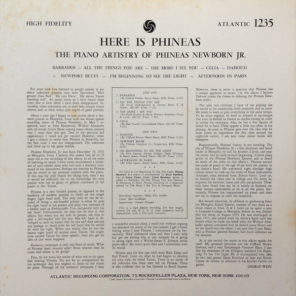 Phineas Newborn Jr. - Here Is Phineas (The Piano Artistry Of Phinea...