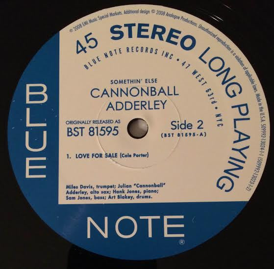 Cannonball Adderley - Somethin' Else (2xVinyl, 12", 45 RPM, Album, Limited Edition, Numbered, Reissue, Remastered, Stereo) Very Good Plus (VG+) / Near Mint (NM or M-)
