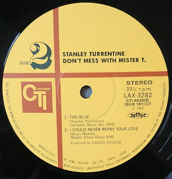Stanley Turrentine - Don't Mess With Mister T. (Vinyl, LP, Album, Limited Edition, Reissue, Stereo) Good Plus (G+) / Poor (P)