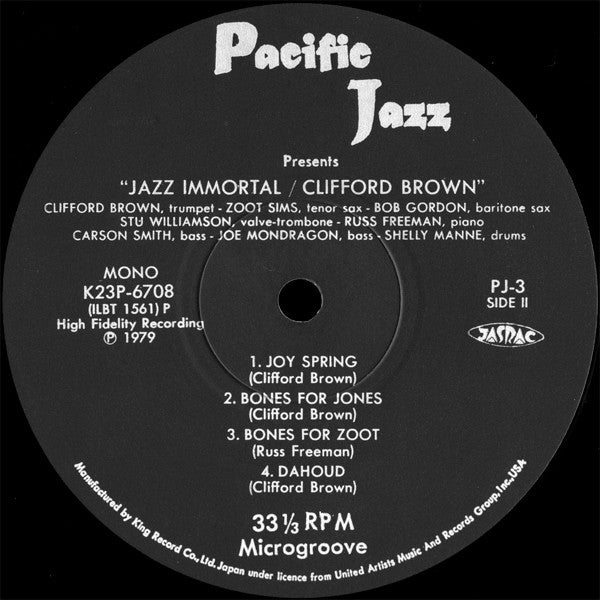 Clifford Brown - Jazz Immortal (Vinyl, LP, Album, Mono) Very Good Plus (VG+) / Good Plus (G+)