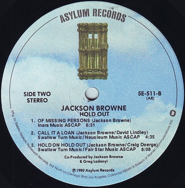 Jackson Browne - Hold Out (Vinyl, LP, Album, Stereo) Very Good Plus (VG+) / Very Good (VG)