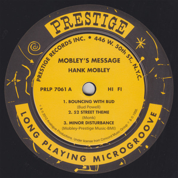Hank Mobley - Mobley's Message (Vinyl, LP, Album, Reissue, Remastered, Mono) Mint (M) / Mint (M)