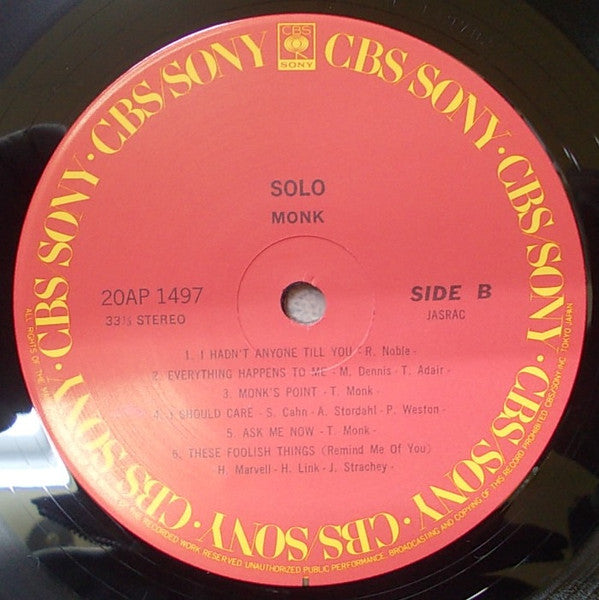 Thelonious Monk - Solo Monk (Vinyl, LP, Album, Stereo) Near Mint (NM or M-) / Very Good Plus (VG+)