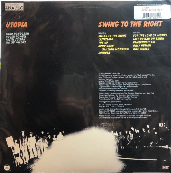 Utopia (5) - Swing To The Right (Vinyl, LP, Album, Reissue, Remastered) Very Good Plus (VG+) / Very Good Plus (VG+)