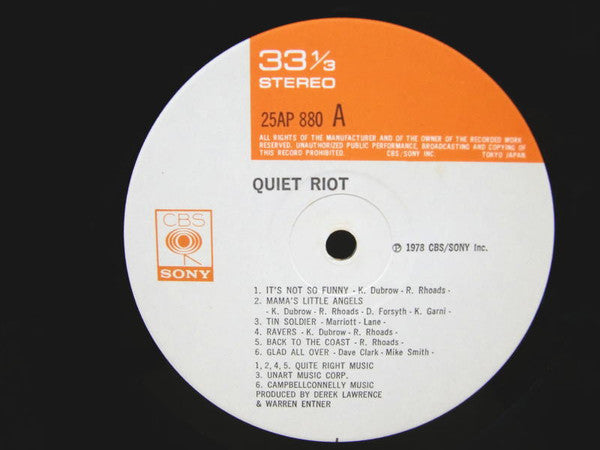Quiet Riot - Quiet Riot (Vinyl, LP, Album) Very Good (VG) / Very Good (VG)