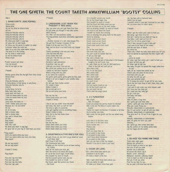 Bootsy Collins - The One Giveth, The Count Taketh Away (Vinyl, LP, Album) Very Good Plus (VG+) / Very Good Plus (VG+)