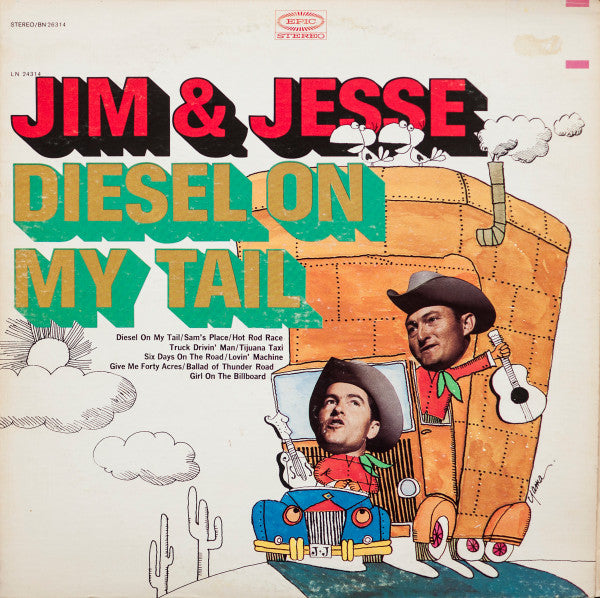 Jim & Jesse - Diesel On My Tail (Vinyl, LP, Album, Reissue, Stereo) Very Good (VG) / Very Good (VG)