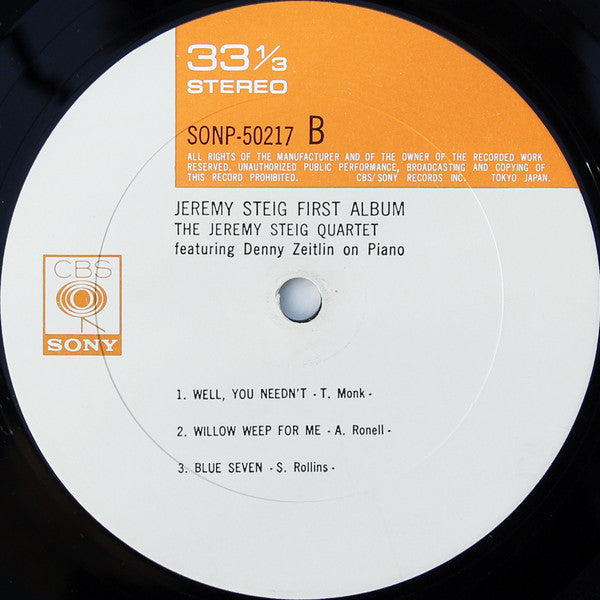 The Jeremy Steig Quartet - Jeremy Steig First Album (Vinyl, LP, Album, Stereo) Very Good Plus (VG+) / Good Plus (G+)