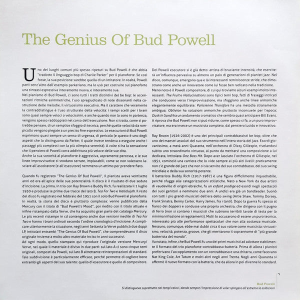 Bud Powell - The Genius Of Bud Powell (Vinyl, LP, Album, Reissue, Mono) Very Good Plus (VG+) / Very Good Plus (VG+)