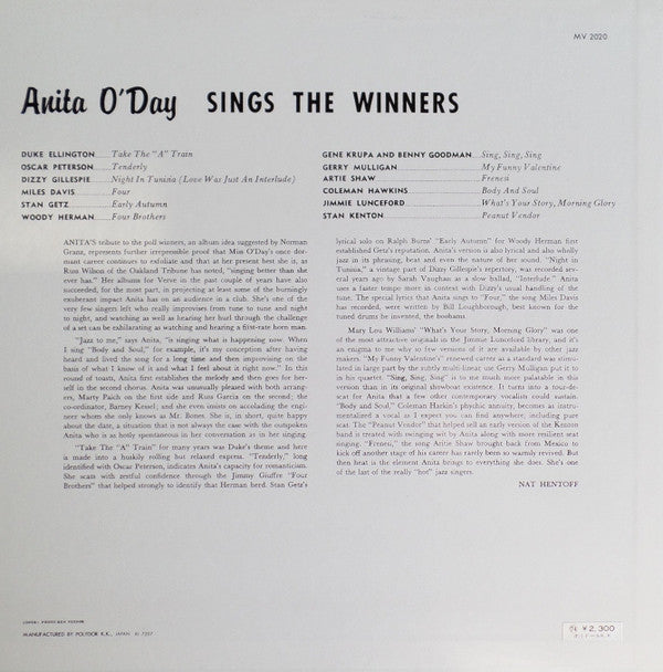 Anita O'Day - Anita O'Day Sings The Winners (Vinyl, LP, Album, Reis...