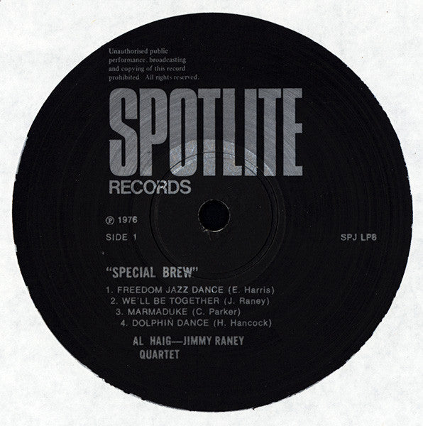 Al Haig-Jimmy Raney Quartet - Special Brew (Vinyl, LP, Album) Very Good (VG) / Good Plus (G+)